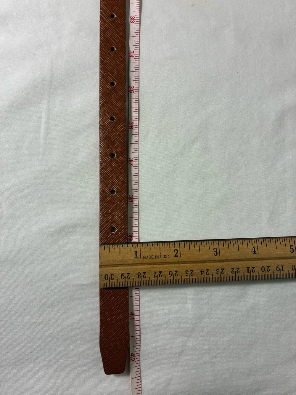 Steve Madden Womens Belt 42” long Cognac Textured Leather Gold-Tone Buckle